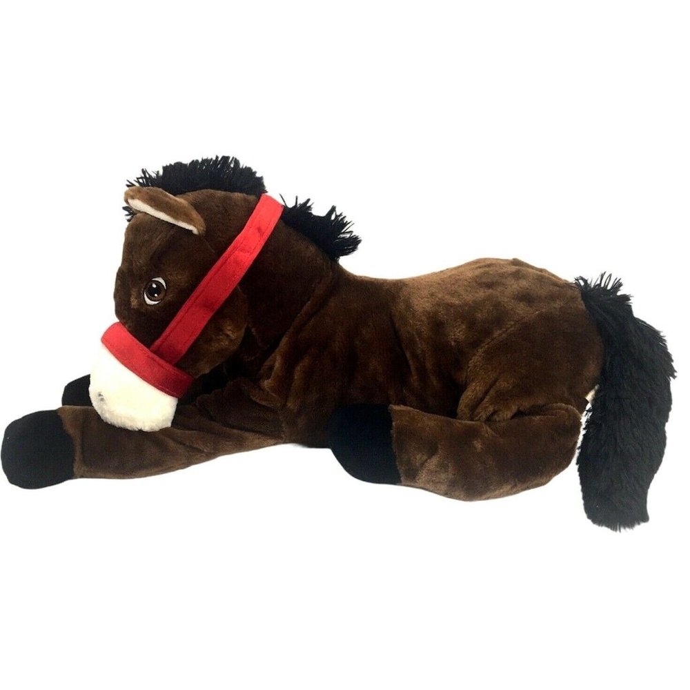 Dan Dee Large Plush Horse Pony Brown Red Bridle Floppy 30" Equestrian